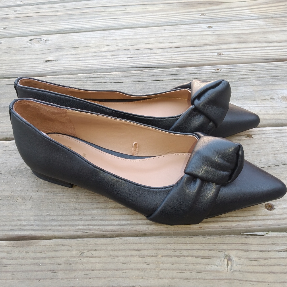 🆕Sam & Libby Black Knotted Pointy Toe Flats Size 9